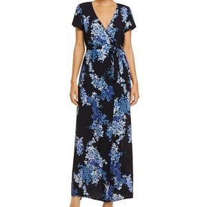 Bloomingdales Navy Floral Maxi Wrap Dress